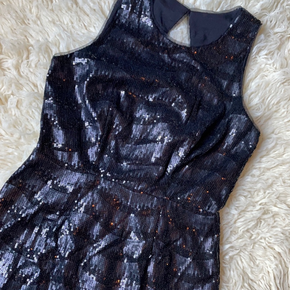 BCBG Max Azaria Black Sequin Party Holiday Dress Sz 6 - Picture 3 of 7